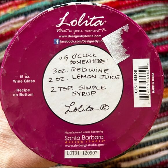 NEW! LOLITA LOVE MY WINE 5 O'CLOCK SOMEWHERE COLLECTORS WINE GLASS HAND PAINTED - Picture 11 of 11